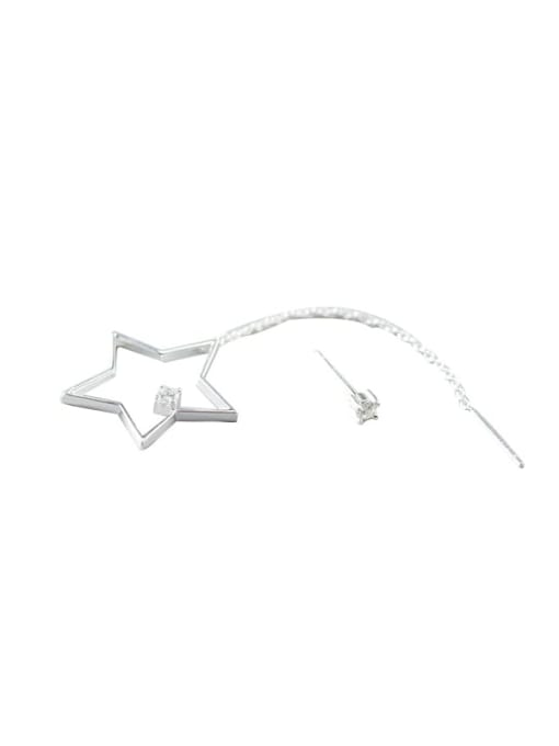 XBOX 925 Sterling Silver Rhinestone Tassel Minimalist  Geometric star asymmetric Drop Earring 3