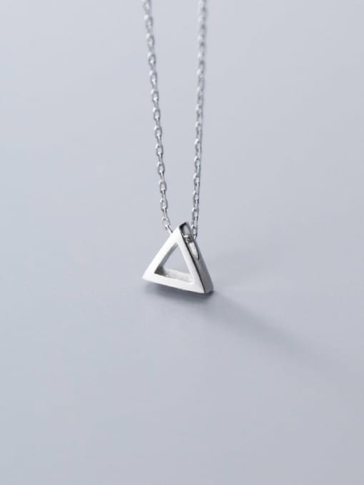 Rosh 925 sterling silver simple Hollow Triangle Pendant Necklace 1