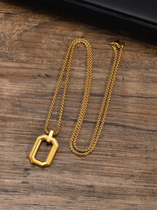 Gold pendant with chain 60cm 【 PN 1846 】 Stainless steel Hip Hop Geometric Pendant