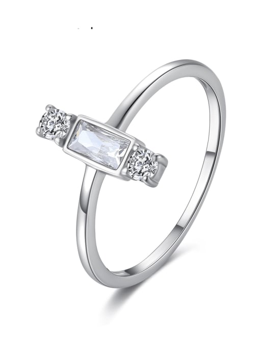 CCUI 925 Sterling Silver Cubic Zirconia Geometric Dainty Band Ring