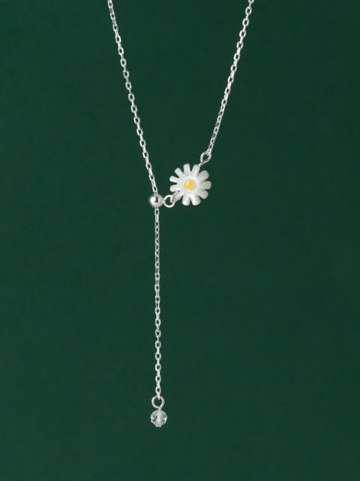 Rosh 925 Sterling Silver Shell Flower Minimalist Lariat Necklace 3