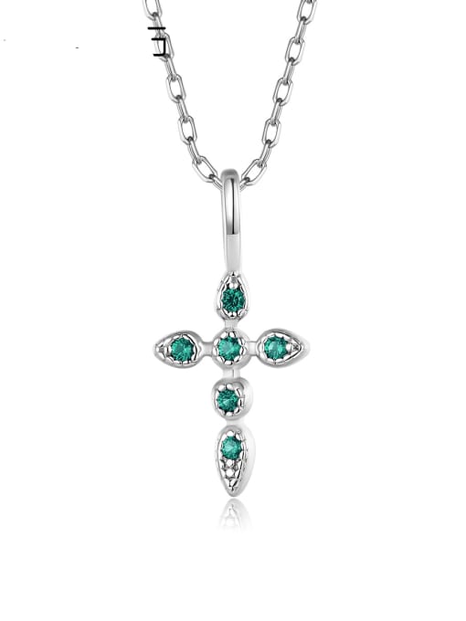 CCUI 925 Sterling Silver Cubic Zirconia Cross Dainty Necklace