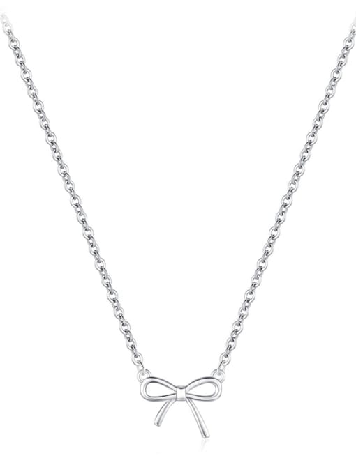 S925 Sterling Silver 925 Sterling Silver Bowknot Minimalist Necklace