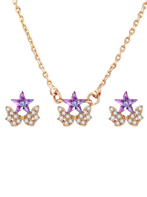 XP Alloy Crystal Dainty Star Earring and Necklace Set 0
