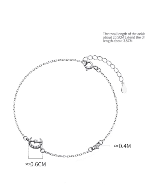 Rosh 925 Sterling Silver Enamel Moon Minimalist Link Bracelet 1