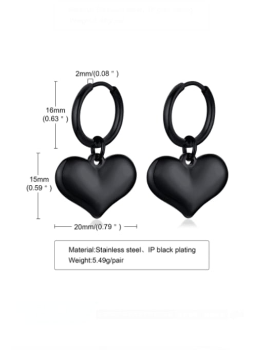 CONG Titanium Steel Heart Minimalist Huggie Earring 2