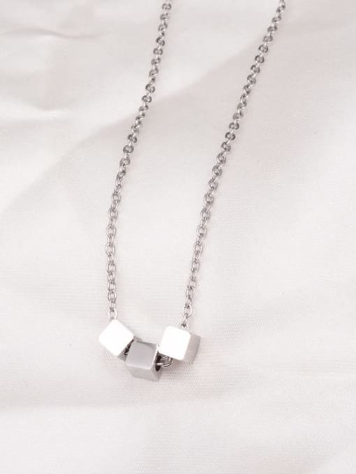 A TEEM Titanium Smooth Square Minimalist Choker Necklace 2