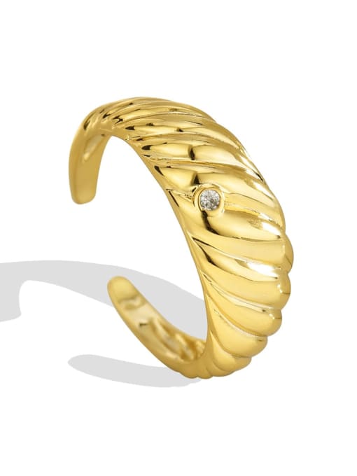 Golden horn bag ring Brass Rhinestone Irregular Minimalist Band Ring