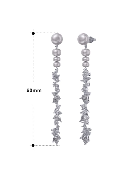 RINNTIN 925 Sterling Silver Imitation Pearl Tassel Minimalist Threader Earring 3