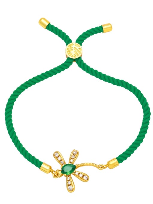 green Brass Cubic Zirconia Insect Bohemia Adjustable Bracelet