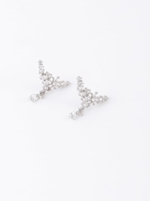 Girlhood Copper Cubic Zirconia White Triangle Minimalist Stud Earring 2