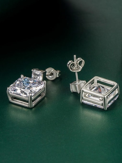 X&S Brass Cubic Zirconia Multi Color Geometric Dainty Stud Earring 1