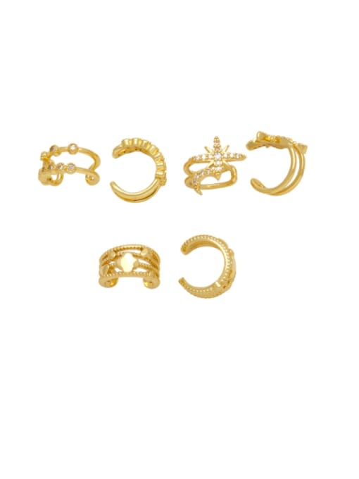 CC Brass Cubic Zirconia Clover Hip Hop Clip Earring