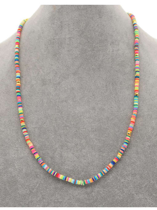 Roxi Stainless steel Bead Multi Color Polymer Clay Round Bohemia Hand-woven Necklace 1