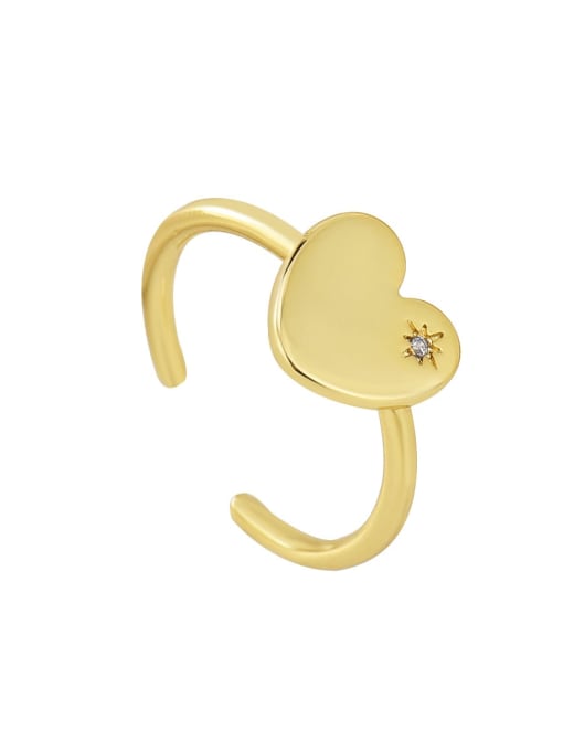 Golden love ring Brass Rhinestone Heart Minimalist Band Ring