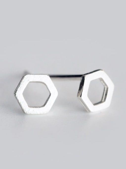 Rosh 925 Sterling Silver Hollow Geometric Minimalist Stud Earring 3