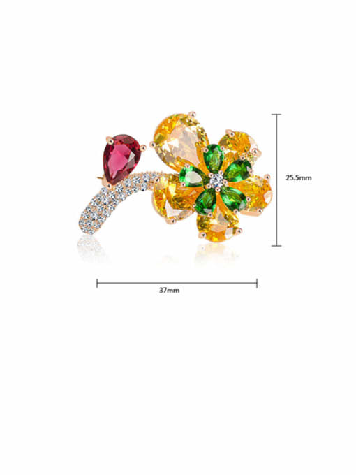 BLING SU Copper Cubic Zirconia Multi Color Flower Luxury Brooch 3