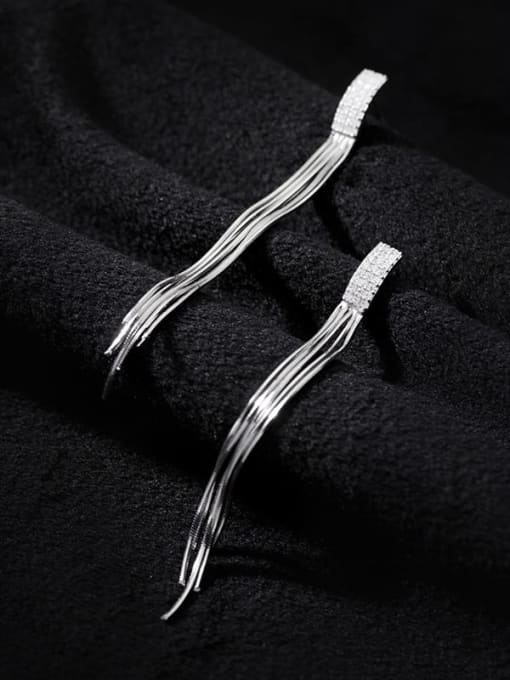 Rosh 925 Sterling Silver geometry Tassel Minimalist Threader Earring