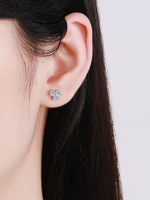 MOISS 925 Sterling Silver Moissanite Flower Classic Stud Earring 1
