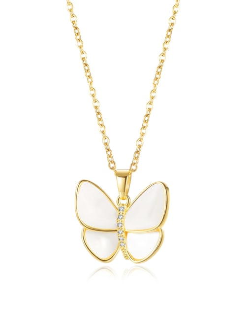 Gold single Necklace Brass Shell  Minimalist Butterfly  Earring and Necklace Set