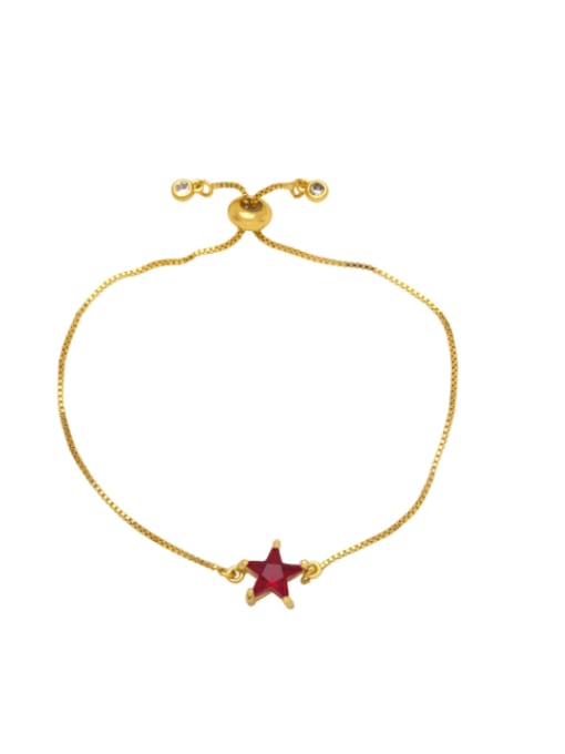 red Brass Cubic Zirconia Pentagram Minimalist Adjustable Bracelet