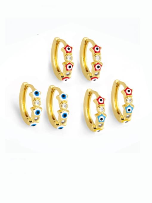 CC Brass Enamel Evil Eye Vintage Huggie Earring 0