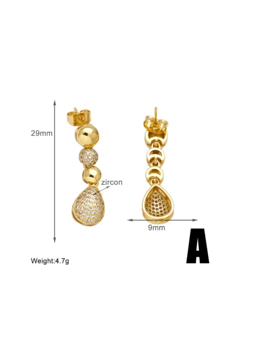 A Brass Cubic Zirconia Water Drop Hip Hop Cluster Earring