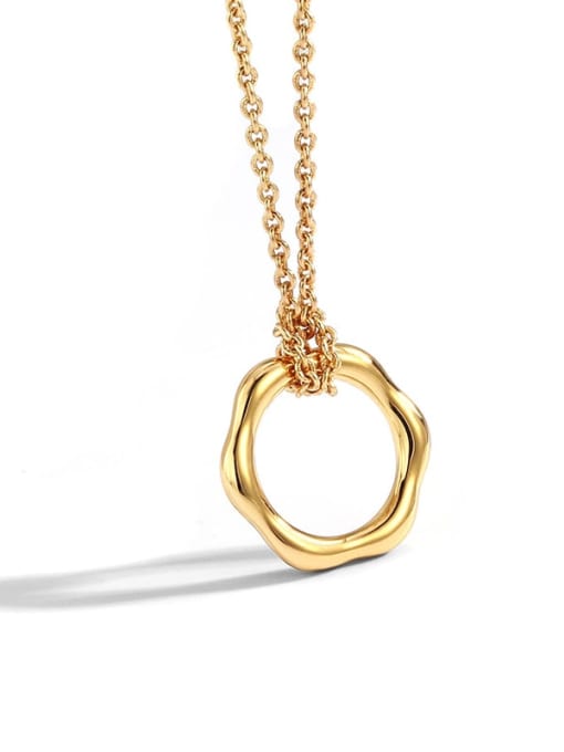 Gold irregular Circle Necklace Brass Rhinestone Geometric Minimalist Necklace