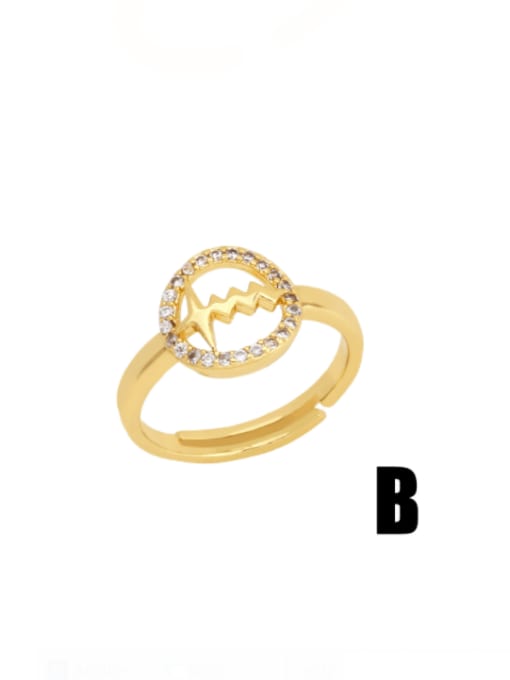 B Brass Cubic Zirconia Moon Trend Stackable Ring