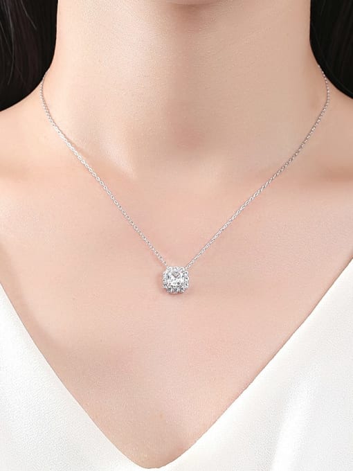 BLING SU Brass Cubic Zirconia Square Classic Necklace 1