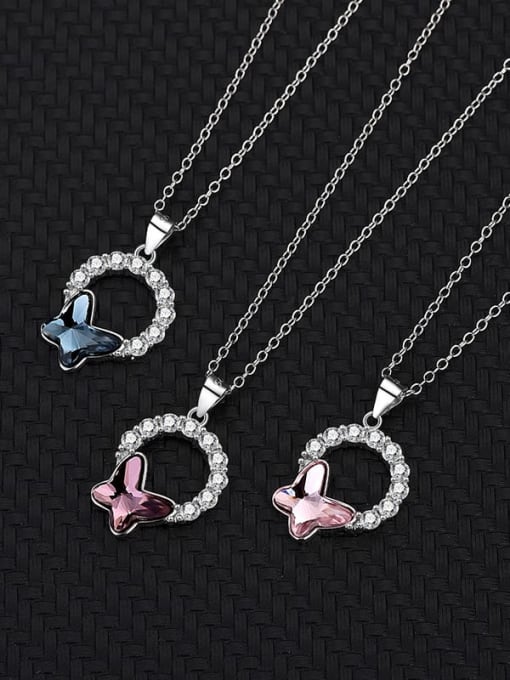 BC-Swarovski Elements 925 Sterling Silver Austrian Crystal Butterfly Classic Necklace 3