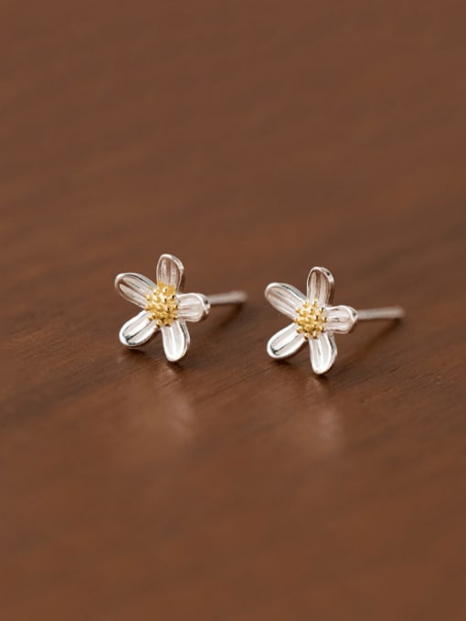 Rosh 925 Sterling Silver Flower Minimalist Stud Earring 0