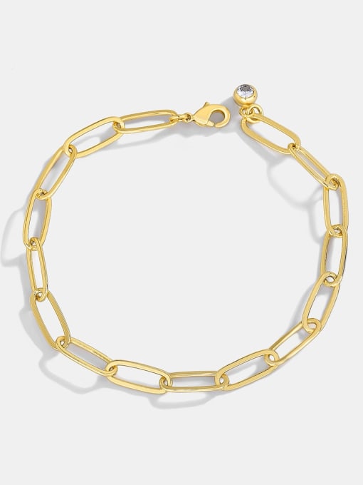 CHARME Brass Hollow Geometric Chain  Minimalist Link Bracelet 0