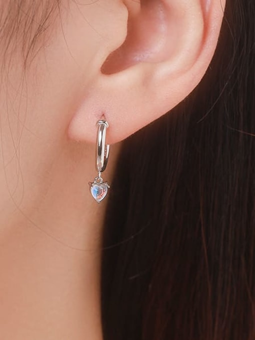 MODN 925 Sterling Silver Cubic Zirconia Heart Minimalist Huggie Earring 1