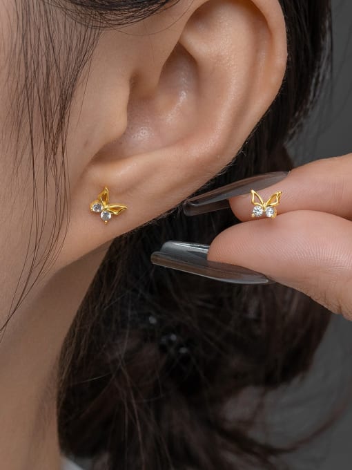 XBOX 925 Sterling Silver Cubic Zirconia Butterfly Dainty Stud Earring 1