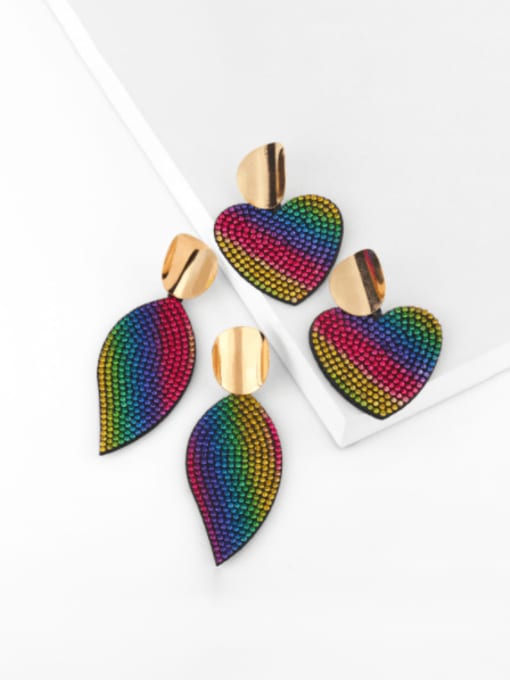 CC Brass Rhinestone Heart Bohemia Cluster Earring