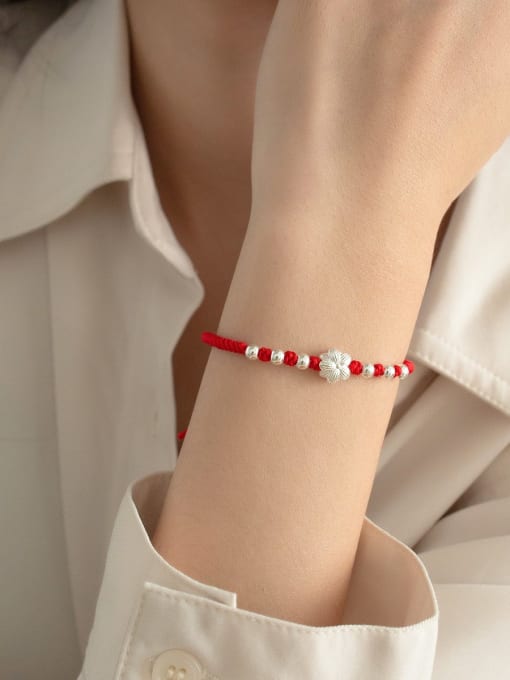 Rosh 925 Sterling Silver Flower Minimalist Adjustable Bracelet 1