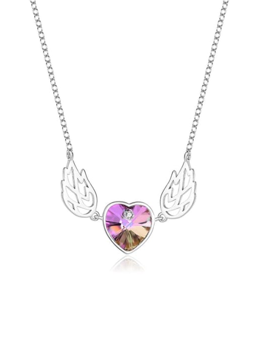 JYXZ 036 (gradient purple) 925 Sterling Silver Austrian Crystal Wing Classic Necklace