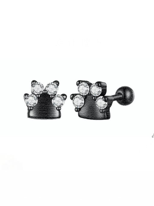 Jare 925 Sterling Silver Cubic Zirconia Dog Paw Cute Stud Earring