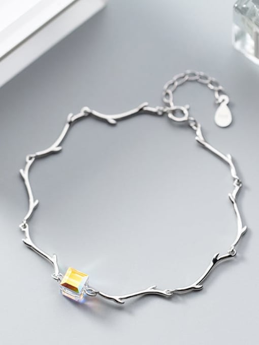 Rosh 925 Sterling Silver Yellow Crystal  Minimalist Personality branch  Bracelet 1