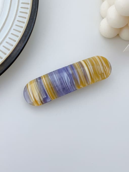 Yellow purple stripe 8.5cm Cellulose Acetate Minimalist Geometric Alloy Hair Barrette