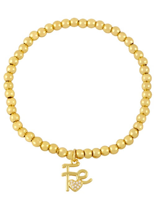 D（fe） Brass Rhinestone Heart Vintage Beaded Bracelet