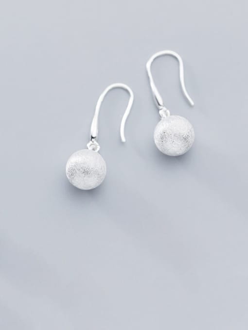Rosh 925 Sterling Silver With Platinum Plated Minimalist  Round Ball Hook Earrings 1