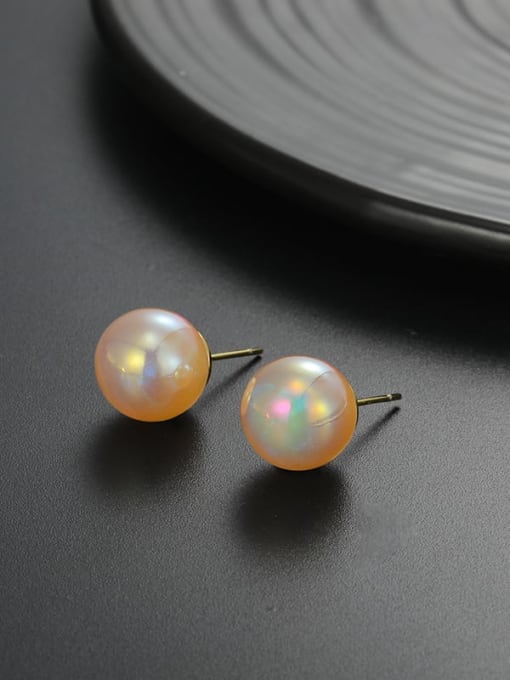 12mm light yellow Zinc Alloy Imitation Pearl Round Minimalist Stud Earring