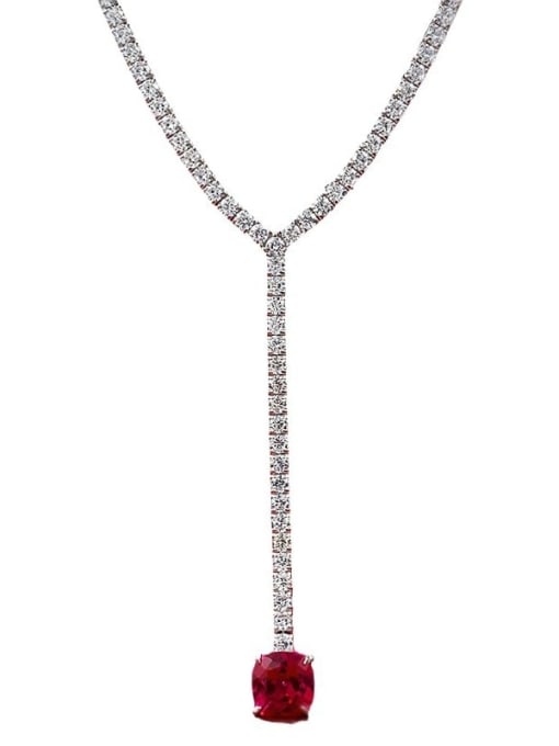 KDP-Silver 925 Sterling Silver Cubic Zirconia Lariat Necklace 0