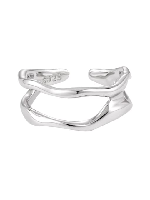 Platinum JT921 925 Sterling Silver Geometric Minimalist Stackable Ring