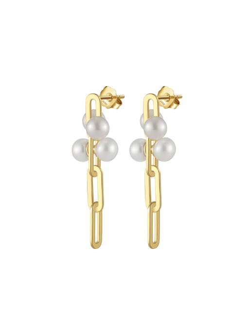 Bread beads : 6.5mm weigh: 5.0g 925 Sterling Silver Imitation Pearl Geometric Vintage Drop Earring