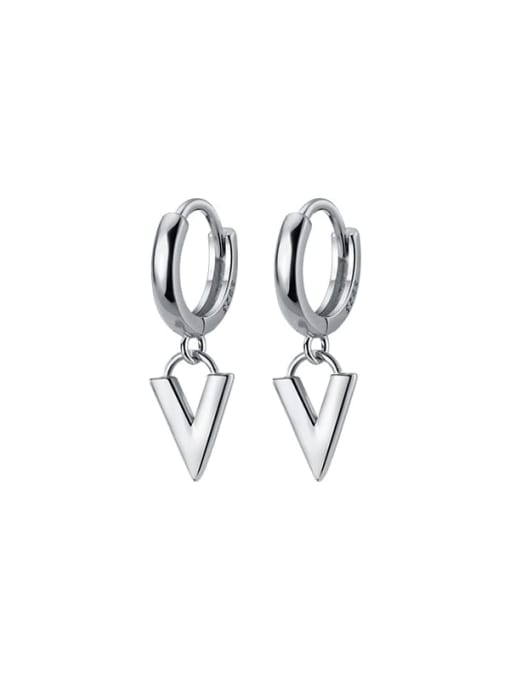 Rosh 925 Sterling Silver Triangle Minimalist Huggie Earring 1