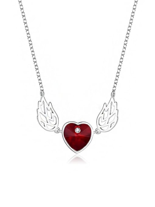 JYXZ 036 (red) 925 Sterling Silver Austrian Crystal Wing Classic Necklace