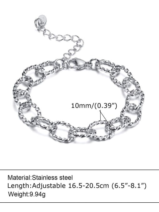 CONG Titanium Steel Hollow  Geometric Chain Vintage Link Bracelet 3